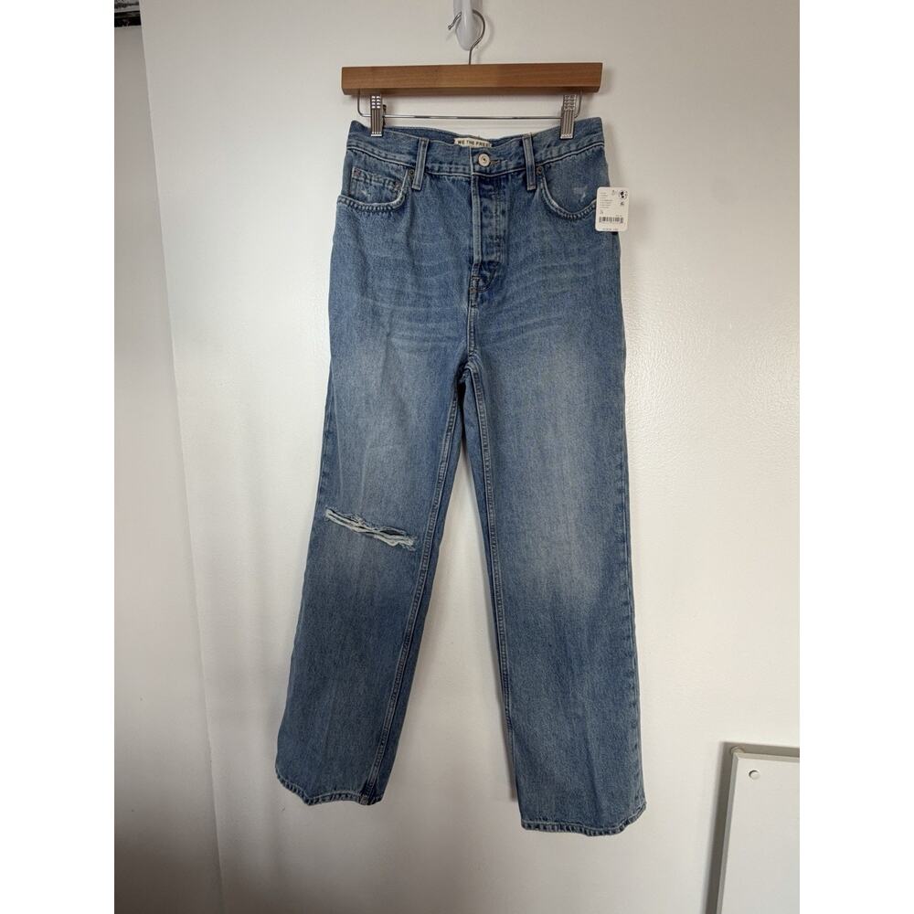 We The Free Women’s Blue Distressed High Rise Straight Leg Denim Jeans - Picture 8 of 16